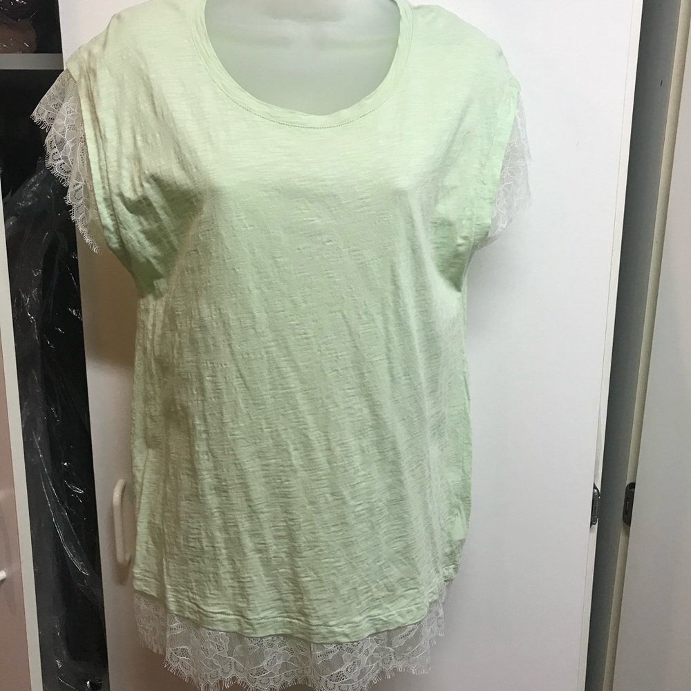 Preswick & Moore Mint Lace Trim Tee